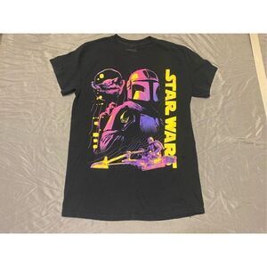 Star Wars Shirt Mens Small Black Mandalorian Graphic Tee